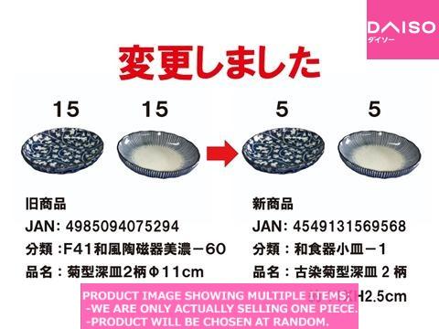 Small plates (5 inch) / Chrysanthemum shape old dyed deep dish