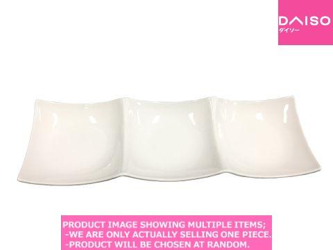 White divided plates / newborn Partition square plate 【ニュー