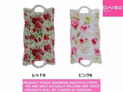 Tray / Floral PS Tray with handle 【花柄 トレー長角手付 】| Daiso 