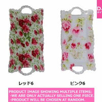 Tray / Floral PS Tray with handle  【花柄  トレー長角手付  】